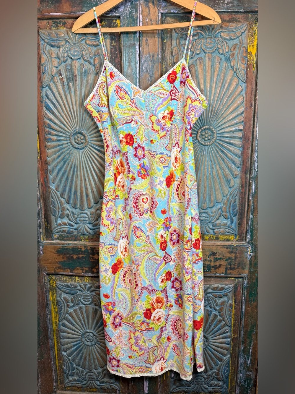 Y2K vintage paisley slip dress
